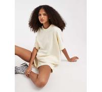 Pieces - T-shirt in felpa squadrata beige in coordinato-Neutro L