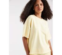 Pieces - T-shirt in felpa squadrata giallo pallido in coordinato M