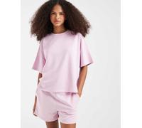 Pieces - T-shirt in felpa squadrata rosa chiaro in coordinato S