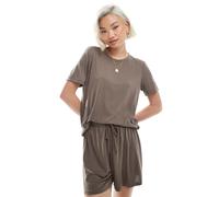 Pieces - T-shirt leggera morbida marrone spugnola in coordinato M