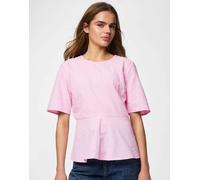 Pieces - Top a maniche corte con fenicottero rosa M