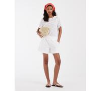 Pieces - Top a maniche corte in pizzo bianco in coordinato S
