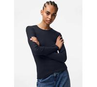Pieces - Top a maniche lunghe color sky captain 1-Grigio S