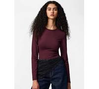 Pieces - Top a maniche lunghe color vinaccia-Rosso M