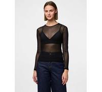 Pieces - Pcninni Ls Mesh Top Jrs Noos Bc Nero - Abbigliamento XL Nero