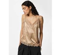 Pieces - Top con spalline sottili color tortora chiaro-Neutro M