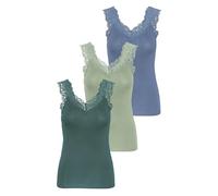 PIECES Top da donna, 1 x Desert Sage, 1 x balsamo verde, 1 x blu cinese, XL