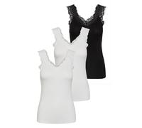 PIECES Top da Donna Pcbarbera Pizzo Noos, 2 x Nero, 1 x Bianco, L