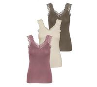 PIECES Top Donna Pcbarbera Pizzo Noos BC, 1 Rosa Nostalgia, 1 Betulla, 1 Noce, M