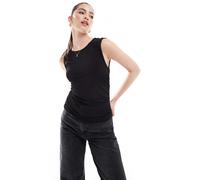 Pieces - Top in jersey senza maniche con ruches nero XXL