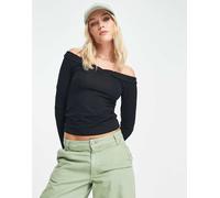 Pieces - Top nero a spalle scoperte XS