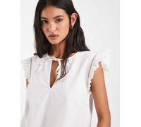 Pieces - Top senza maniche bianco plumetis allacciato sul davanti XXL