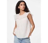 Pieces - Top senza maniche color crema-Bianco M