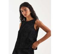 Pieces - Top senza maniche in pizzo nero allacciato sul retro in coordinato S