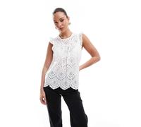 Pieces - Top stile grembiule senza maniche in pizzo bianco M
