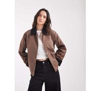 Pieces trench corto con colletto in corduroy marrone XL