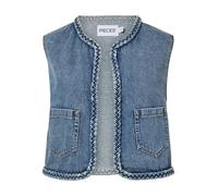 PIECES Vest Pcbell-Gilet in Denim Cropped, Mix Blu Chiaro, S Donna