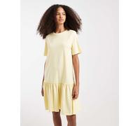 Pieces - Vestito corto a maniche corte giallo pallido con vita scesa M