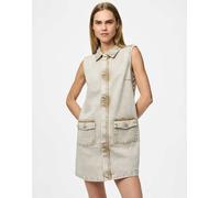 Pieces - Vestito corto color sabbia-Bianco S