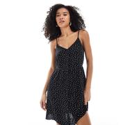 Pieces - Vestito corto con spalline sottili nero a pois S