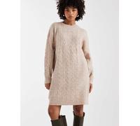 Pieces - Vestito corto in maglia a trecce beige mélange-Neutro XL