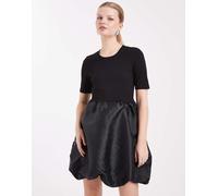 Pieces - Vestito corto nero con gonna in raso a palloncino XS