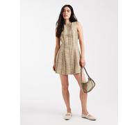 Pieces - Vestito corto senza maniche in denim con stampa pitonata-Multicolore L