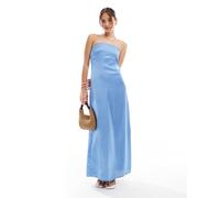 Pieces - Vestito lungo blu a fascia in raso S