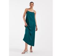 Pieces - Vestito lungo con spalline sottili in raso verde-azzurro scuro M
