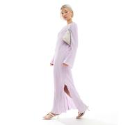 Pieces - Vestito lungo plissé lilla con spacchi laterali-Viola L