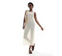 Pieces - Vestito lungo stile copricostume crema traforato-Bianco M