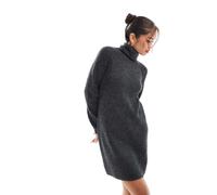 Pieces - Vestito maglia corto grigio scuro con collo alto XL