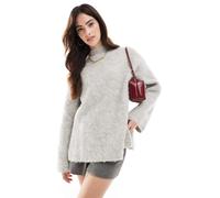 Pieces - Vestito maglia premium lungo e morbido con polsini ampi, colore grigio chiaro mélange L