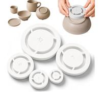 Piede in ceramica strumento per base in argilla per ceramica, base in argilla pressa per ceramica uniforme, modello ad anello allineato per tazze, ciotole, tazze, piatti, progetti fai da te, 5 pezzi