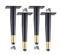 Piedini di ricambio in legno per sedie, 4 Pcs Cone, Modern Sofa Legs, DIY Furniture Feet, for TV Cabinet Sofa Table Cupboard Chair Bathroom Cabinet Wardrobe(Black With Gold,55cm)