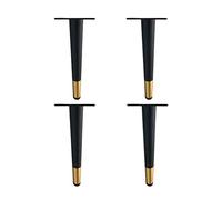 Piedini di ricambio in legno per sedie, 4pcs Furniture Feet Supporting Feet Sofa Legs Cabinet Legs, Furniture Legs, black gold(Straight Cone,35cm/13.7in)