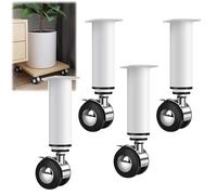 Piedini for armadietti regolabili da 4 pezzi, rotelle Armadietto universale in metallo con ruote girevoli for divano Poltrona Reclinabile Comò Ottomano(Black,12-18CM)