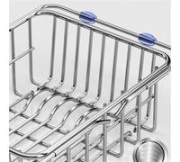 Piedini in gomma antiscivolo salvaspazio Struttura flessibile per lavello lavello scolapiatti supporto per organizzazione cucina - asciugatura in acciaio inox con griglia (30 - 43 cm regolabile) (30 x