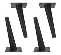 Piedini per Mobili Cono, 4 Pezzi Gambe Mobili Ricambio Piede per Tavolo Nero Gambe del Divano Acciaio Laminato a Freddo | Verniciata Piedi Armadio Altezza: 10-35cm Piedini per Armadietto 17cm/6.7"