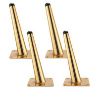 Piedini per Mobili Cono Oro, 4 Pezzi Gambe Mobili Ricambio Piede per Tavolo Conico Gambe del Divano Acciaio Laminato a Freddo | Placcatura Piedi Armadio Altezza: 10-35cm Piedini Armadietto 20cm/7.9"