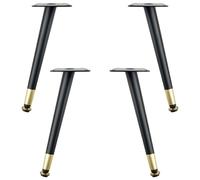 Piedini per Tavolo Nero, 4 Gambe per Tavolino Supporto Piedi da Mobili Conico Piedi per Comodino Acciaio Laminato a Freddo | Finitura Anodizzato Gambe da Letto Altezza: 10-72cm Sedia 72cm/28.3"