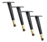 Piedini per Tavolo Nero, 4 Gambe per Tavolino Supporto Piedi da Mobili Conico Piedi per Comodino Acciaio Laminato a Freddo | Finitura Anodizzato Gambe da Letto Altezza: 10-72cm Sedia 65cm/25.6"