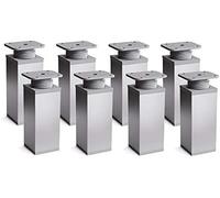 Piedini Regolabili per Mobili, Set 8 Pezzi, H 60 Mm, Alluminio, Design Moderno,