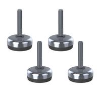 Piedino di livellamento in acciaio inox M10x50 base 50 mm e cuscinetto antivibrante 1400 kg - Set di 4