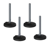 Piedino di livellamento inox M16x150 100 mm base in plastica con fori 6000 kg...