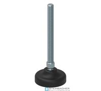 Piedino per macchine pesanti con snodo sferico, piede Ø 50 mm, M10 x 100