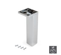 Piedino per Mobile Angolo Regolabile 140 - 150 mm Plastica Cromato 4 Pezzi Emuca