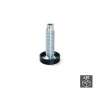 Piedino Regolabile per Mobile Base Circolare M10 23 mm H46 mm Acciaio e Plastica 20 Pezzi Emuca