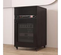 Piedistallo Conservazione Mobile per Media con Porta Ruote Cassetto Scatola Clandestina per Router WiFi con Ripiani Regolabili Armadio per Componenti Stereo Audio(Black,52*55*90cm/20.5*21.7*35.4in)