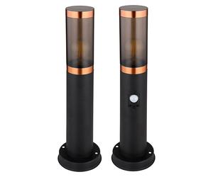 Piedistallo luminoso dimmerabile con telecomando Lampione LED lampada terra per esterni con rilevatore movimento, cambio colore RGB, plastica acciaio inossidabile, 8.5W 806lm, DxH 7.6x45 cm, set di 2